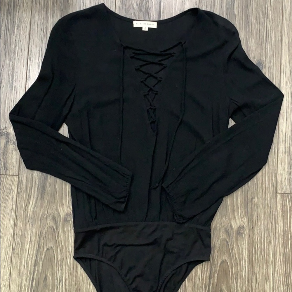LA Hearts black long sleeve bodysuit